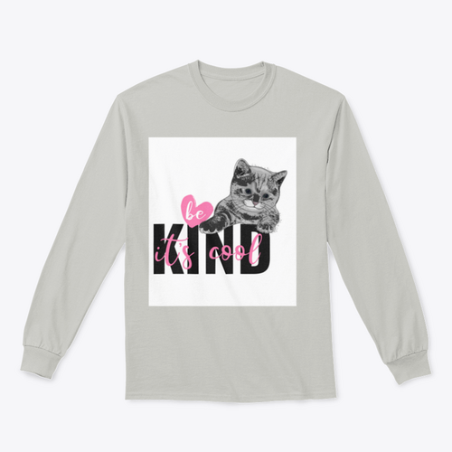 Be Kind It's Cool Motivation Quote With Hand Drawn Heart And Cat