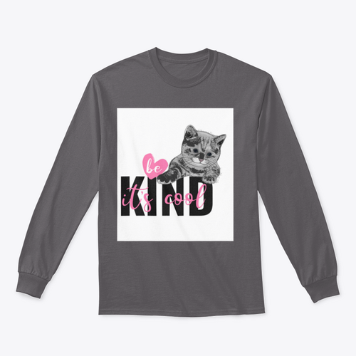 Be Kind It's Cool Motivation Quote With Hand Drawn Heart And Cat