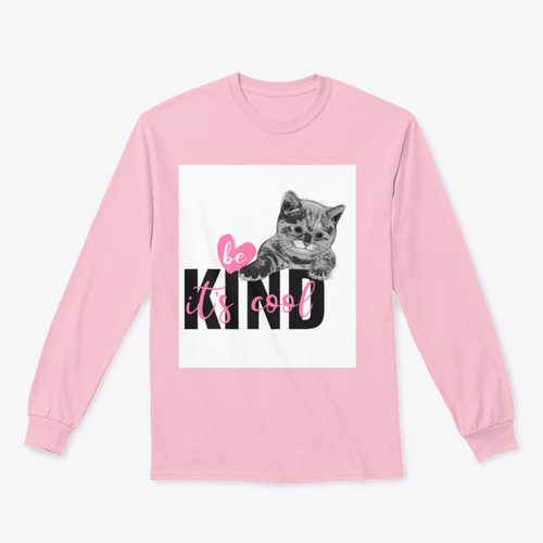 Be Kind It's Cool Motivation Quote With Hand Drawn Heart And Cat