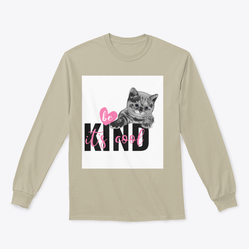 Be Kind It's Cool Motivation Quote With Hand Drawn Heart And Cat